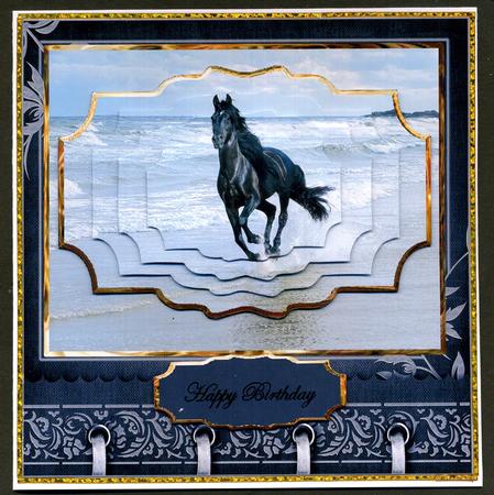 Black Stallion Card with Shaped Layers by Katie Silver