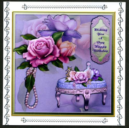 Feminine Roses Large Birthday Card Front by Katie Silver