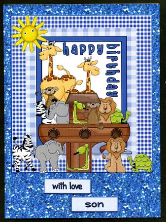 Noah's Ark Boy Birthday Topper & Insert by Katie Silver
