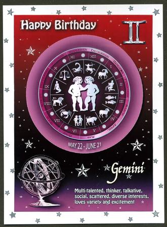 Zodiac Sign Gemini Red by Katie Silver