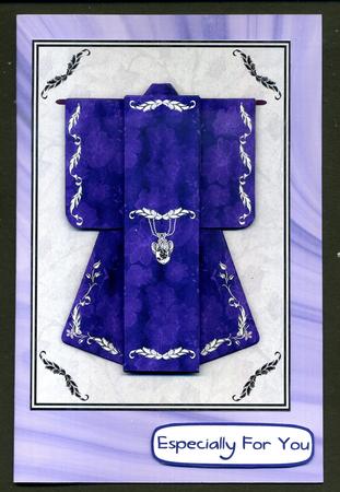 A6 Little Gem Kimono Card in Purple Decoupage by Katie Silver