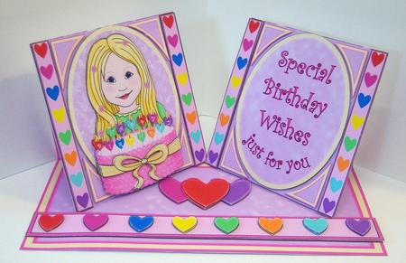 Birthday Girl with Hearts and Cake Double Twist Easel by Katie Silver