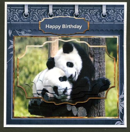 Panda Friends Card with Shaped Layers for Depth by Katie Silver