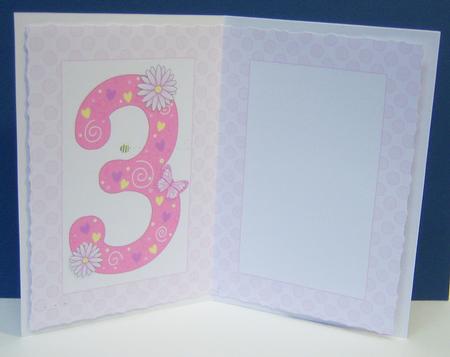 Three Today Girl Butterflies and Flowers A5 Insert by Katie Silver