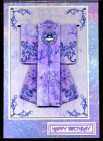 A6 Diamond Flourish Kimono Card in Purple Decoupage by Katie Silver