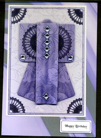 A6 Sheer Elegance Kimono Card in Purple Decoupage by Katie Silver