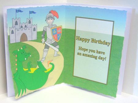 Knight with His Dragon and Castle A5 Insert with Wording by Katie Silver