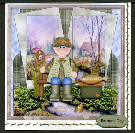 A Lovely Day Fishing Card with Decoupage by Katie Silver