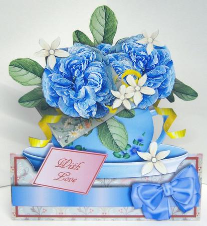 Teacups & Flowers Stand Alone Easel Kit - Baby Blue Rose by Katie Silver