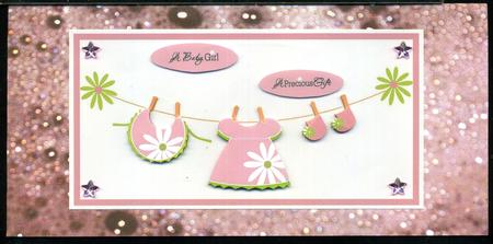 Baby Girl Clothes Line Card by Katie Silver