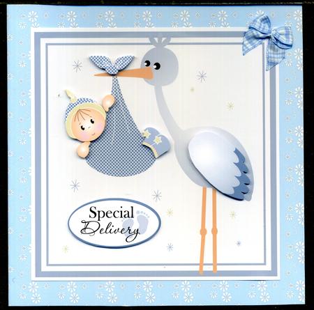 Special Delivery Baby Boy Blue Card Topper by Katie Silver
