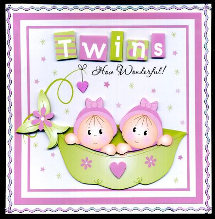 Twin Girls Card Topper by Katie Silver