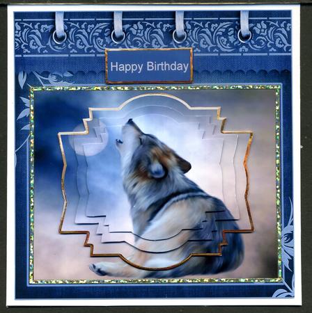 Wolf at Night Card with Stackers by Katie Silver