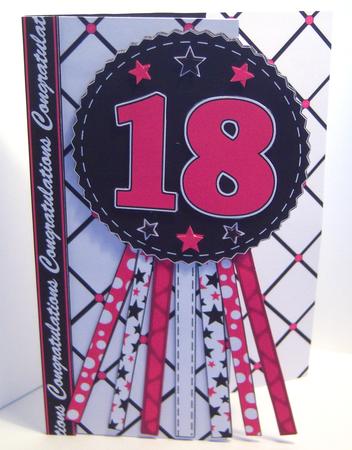 All Ages Birthday Rosette in Black and Hot Pink by Katie Silver