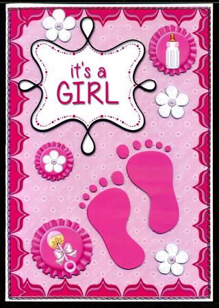 Baby Girl Pink Footprints by Katie Silver
