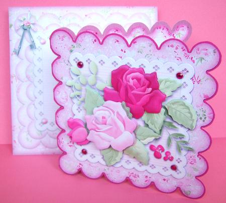Shabby Chic Roses Scalloped Fold Card Kit by Katie Silver