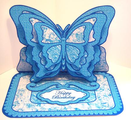 Layered Easel Card-butterfly- Shades of Blue by Katie Silver