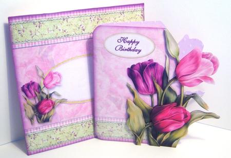 Pink Tulips Shaped Fold Card Kit by Katie Silver