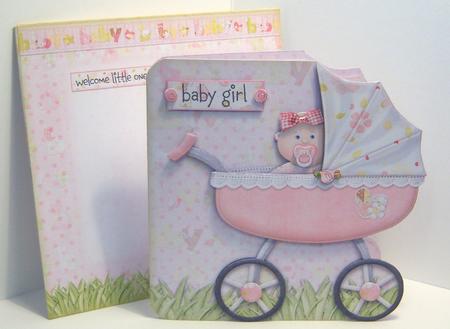 Baby Girl Pram Shaped Fold Card Kit by Katie Silver