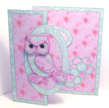 Patchwork Owl Fold Back (no Hole) Mint & Lilac by Katie Silver