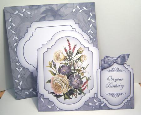 Silver Bouquet Large Fancy Stand Up Card N Envelope Kit by Katie Silver