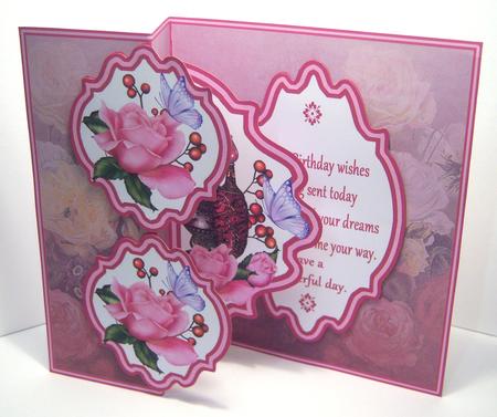 Fold Back Pop-up - Pink Roses & Perfume by Katie Silver