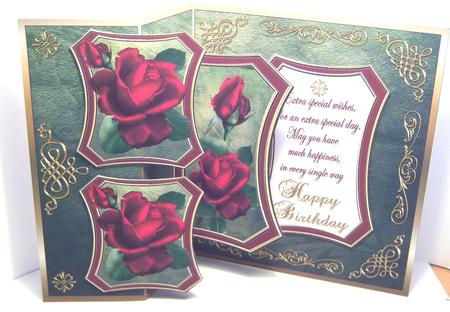 Fold Back Pop-up - Red Rose Birthday by Katie Silver