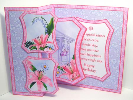 Fold Back Pop-up- Gazebo with Pink Lilies by Katie Silver