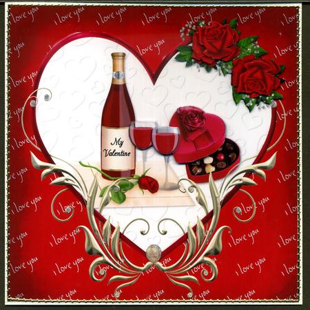 8x8 Red Wine and Roses for My Valentine by Katie Silver