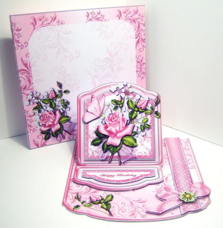 Pink Rose Easel Topper Card Kit by Katie Silver