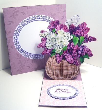 Lilac Basket Easel Card & Envelope by Katie Silver
