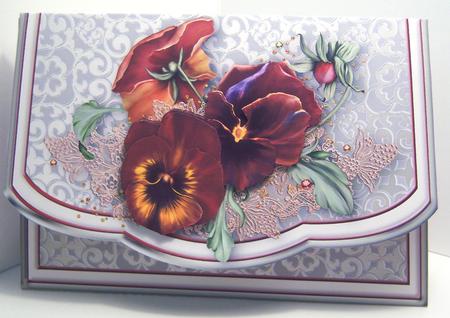 Pansies Flapover Clutch Bag Card Mini Kit by Katie Silver