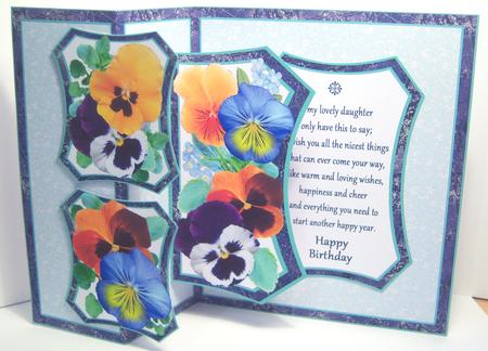 Fold Back Pop-up Pansies (daughter Birthday) by Katie Silver