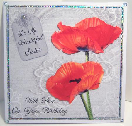 Poppy Duo on Grey Sister Birthday 8x8 Inch Step by Step by Katie Silver