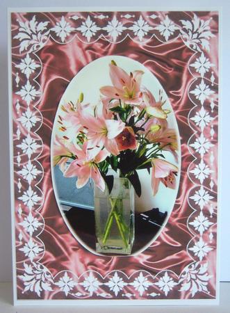 Art Deco Lace Frame 'n Satin A5 Card Fronts 6 by Katie Silver