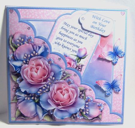 Square Scallop Pocket Delicate Roses Mini Kit & Decoupage by Katie Silver