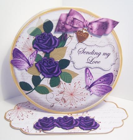 Purple Rose Sending Love Pretty Circle Easel Card Mini Kit by Katie Silver
