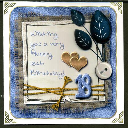 Denim 18th Birthday Card Topper by Katie Silver