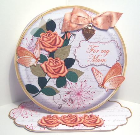 Peach Rose for My Mum Pretty Circle Easel Card Mini Kit by Katie Silver