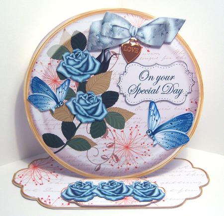 Teal Rose Special Day Pretty Circle Easel Card Mini Kit by Katie Silver