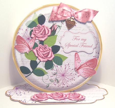 Pink Rose Special Friend Pretty Circle Easel Card Mini Kit by Katie Silver