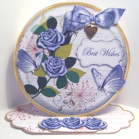 Blue Rose Best Wishes Pretty Circle Easel Card Mini Kit by Katie Silver