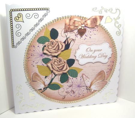 Tea Rose Wedding Day 7in Circle Decoupage Topper by Katie Silver