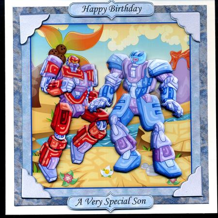 Transformer Robots Card Topper & Decoupage Birthday Boy by Katie Silver