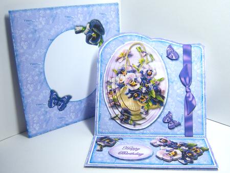 Vintage Pansies Shaped Easel Card Kit by Katie Silver