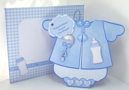 Blue Baby Boy Romper Suit Card Kit by Katie Silver