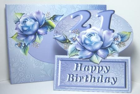 21st Birthday Porcelain Roses Slot Top Tent Card Kit by Katie Silver