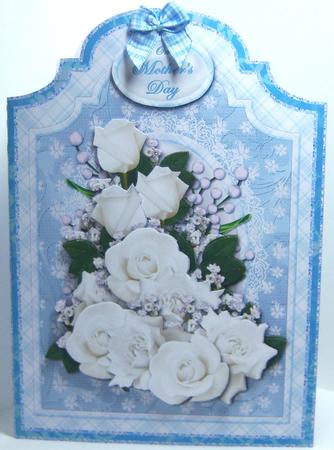 White Roses on Blue Shaped Card Kit by Katie Silver