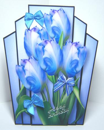 Art Deco Stacker Topper - Beautiful Blue Tulips by Katie Silver
