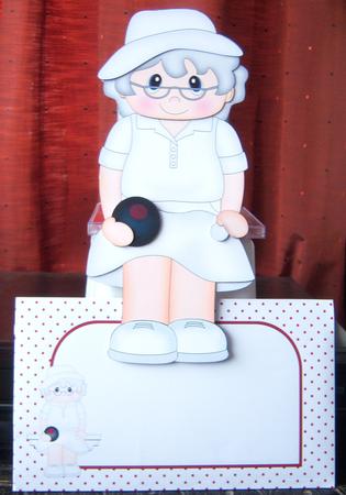 3D on the Shelf Card Kit - Lawn Bowls Old Woman Violet by Katie Silver